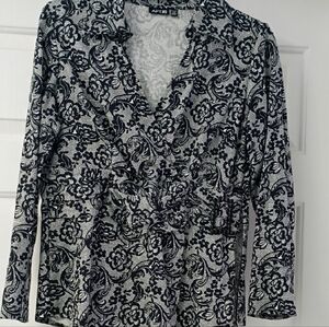 Apt. 9 Women's Elegant Black and White Patterned Blouse